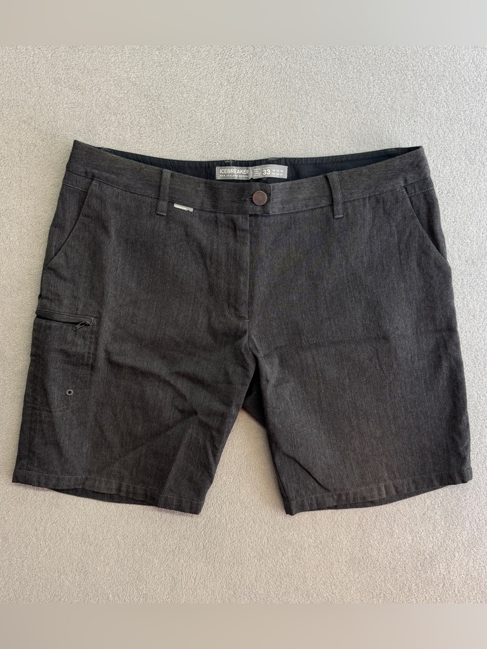 Icebreaker Shorts 34 Women's Merino Wool 9" Gray Outdoor Hike Activewear TAG 33